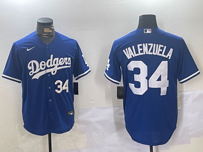Men Los Angeles Dodgers #34 Valenzuela Blue Game 2024 Nike MLB Jersey style 11205